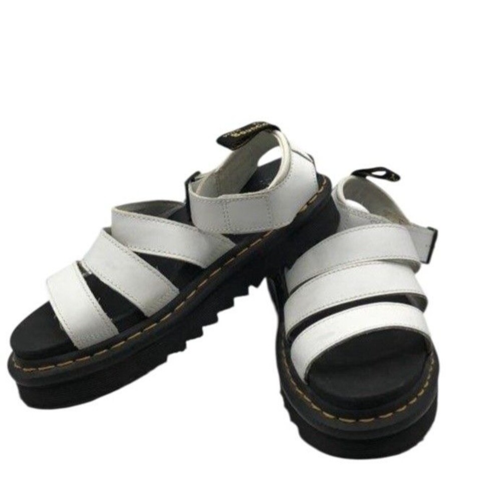 Dr Doc Martens Blaire Platform Womens White Leather Comfort Sandals EU 38 Chunky